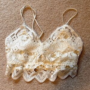 Anthropologie Cream Lace Bralette